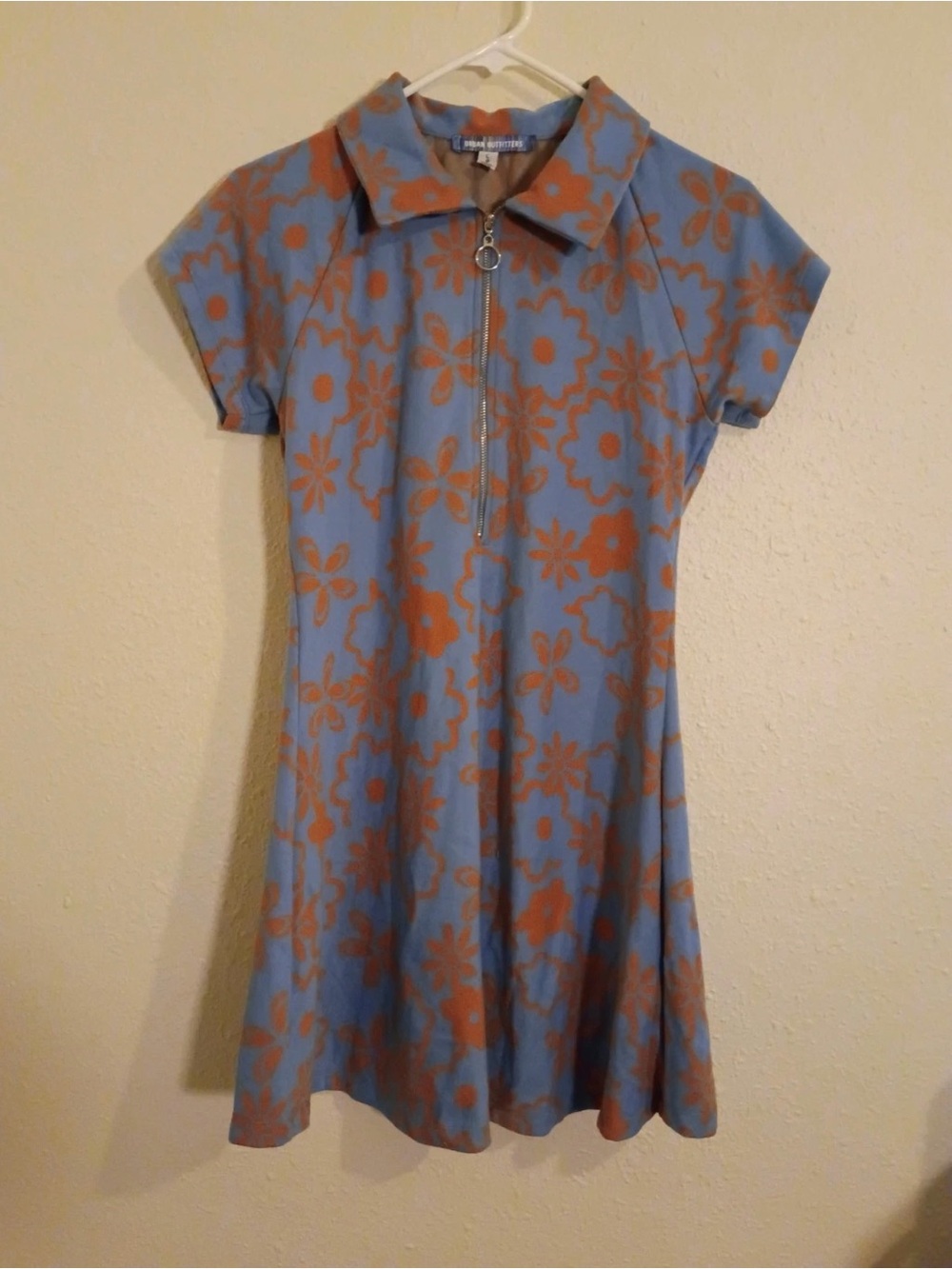 Urban Outfitters Arlo Zip-Up Mini Dress Blue Orange Floral Size L